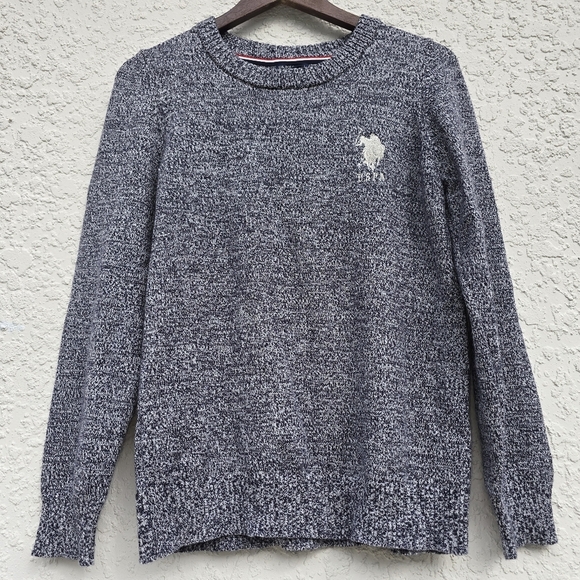 U.S. Polo Assn. Sweaters - U.S. Polo Assn. Womans Gray Marled Flecked Crewneck Sweater Knit Pullover L
